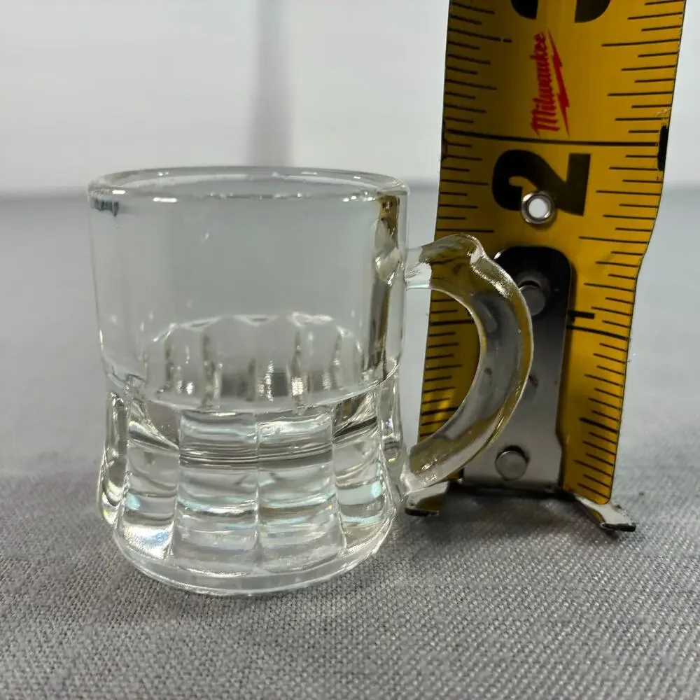 Vintage Libbey Mini Glass Beer Stein Shot Glass 2 Inch Clear Barware Mug USA